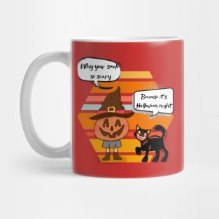 Pumpkin and Black Cat Scary Halloween Mug